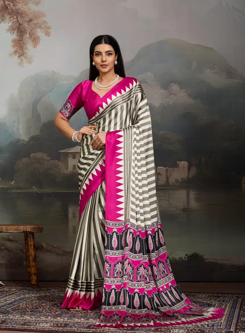 Elegant Pure Ajrakh Modal Satin Heritage Print Saree